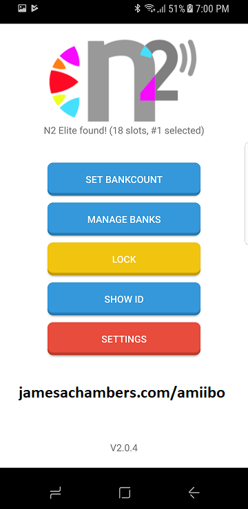 N2 Android app after scanning N2 Elite chip