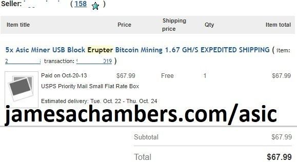 ASIC Miner Block Erupter USB 336MH/s Sapphire V3 BTC Bitcoin Mining SH