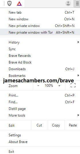 Brave settings screenshot