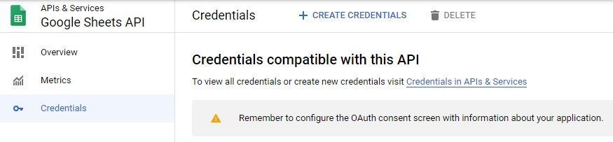 Google Sheets API Credentials
