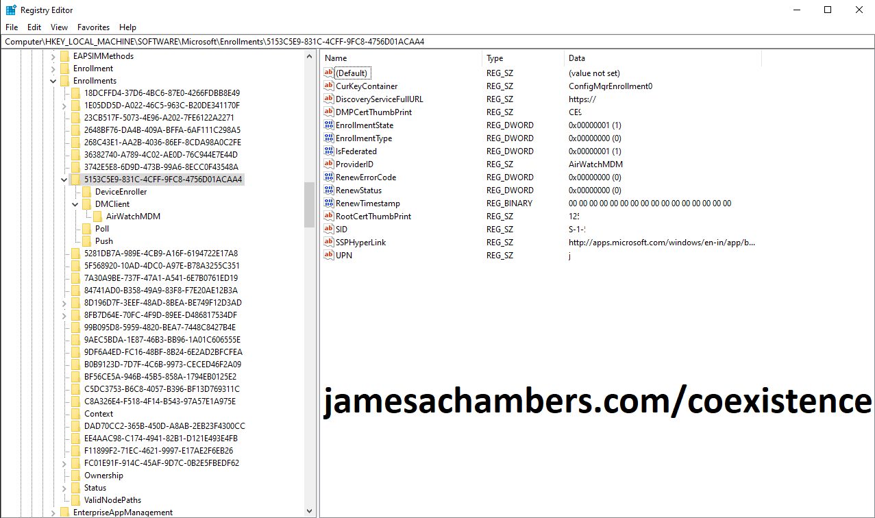 SCCM MDM Enrollment Registry Key