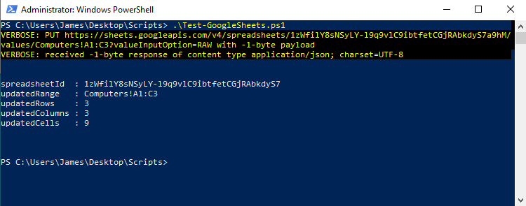 PowerShell - Test of uploading CSV to Google Sheets