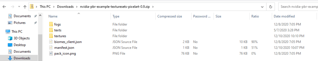 Resource Pack .mcpack Example