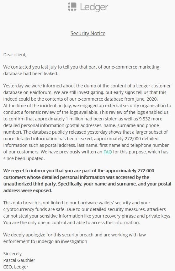 Ledger Security Notice #2 - December 2020