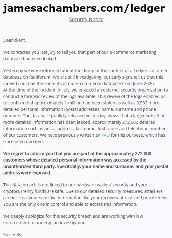 Ledger Security Notice #2 - December 21st 2020