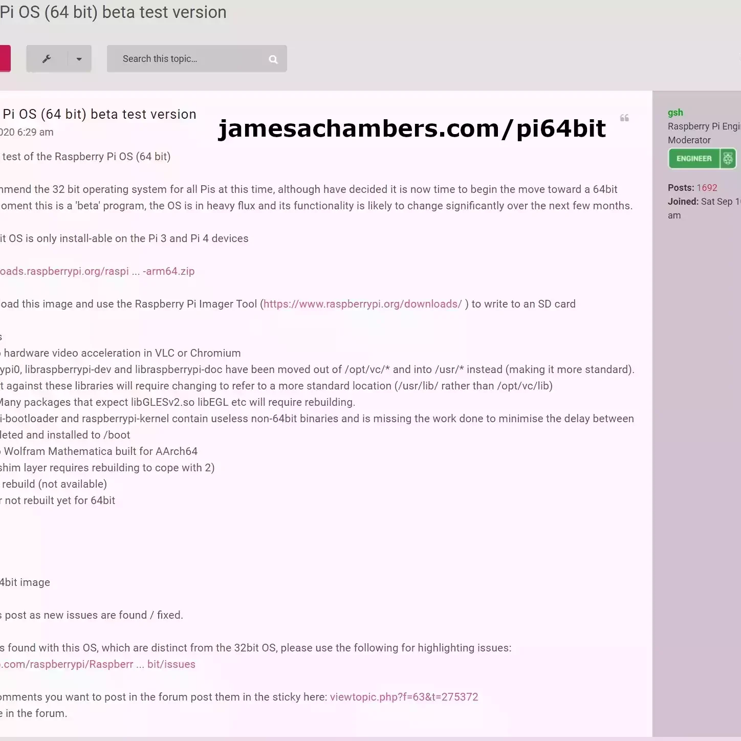 Where to get the 64 bit Raspberry Pi OS image for Pi 4 / 400