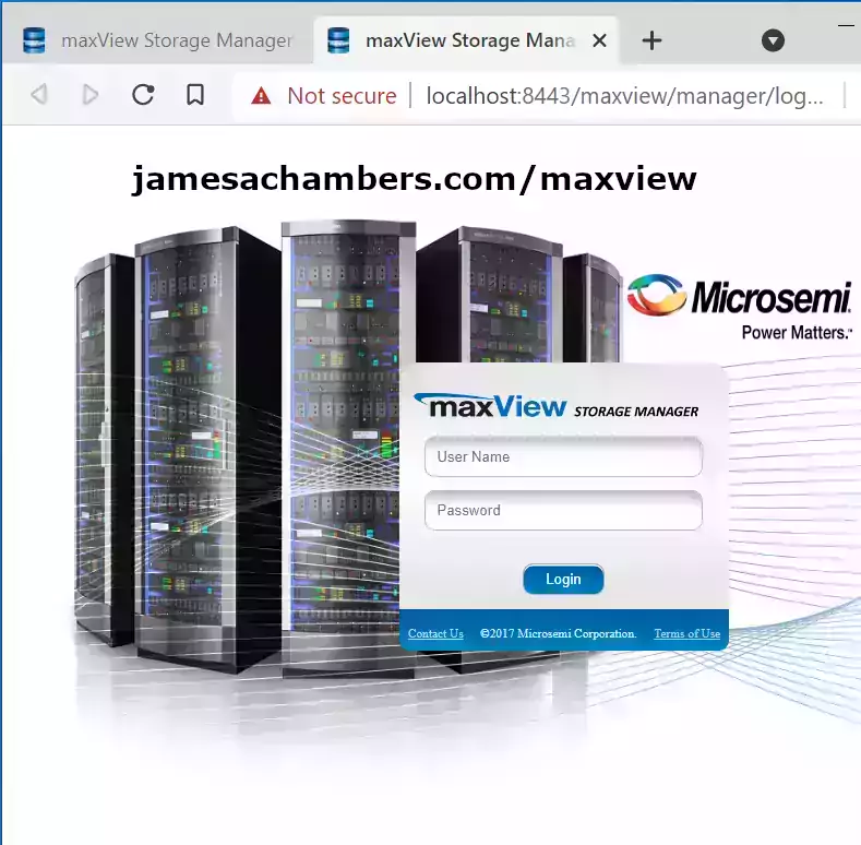 Maxview Storage Manager - Login Page