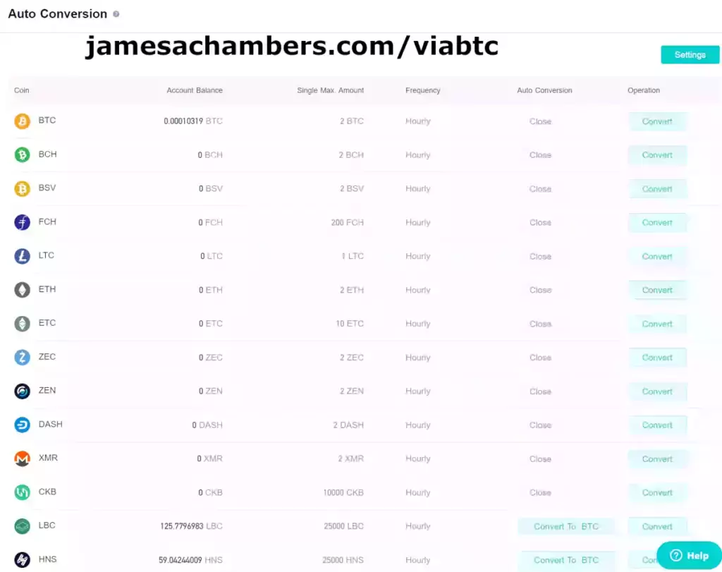 ViaBTC - Conversion / Autoconversion* Feature (autoconversion not guaranteed)