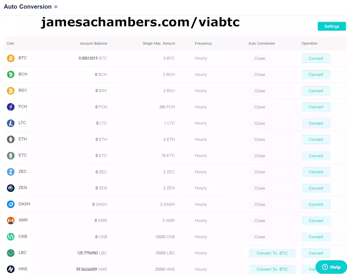 ViaBTC - Conversion / Autoconversion* Feature (autoconversion not guaranteed)