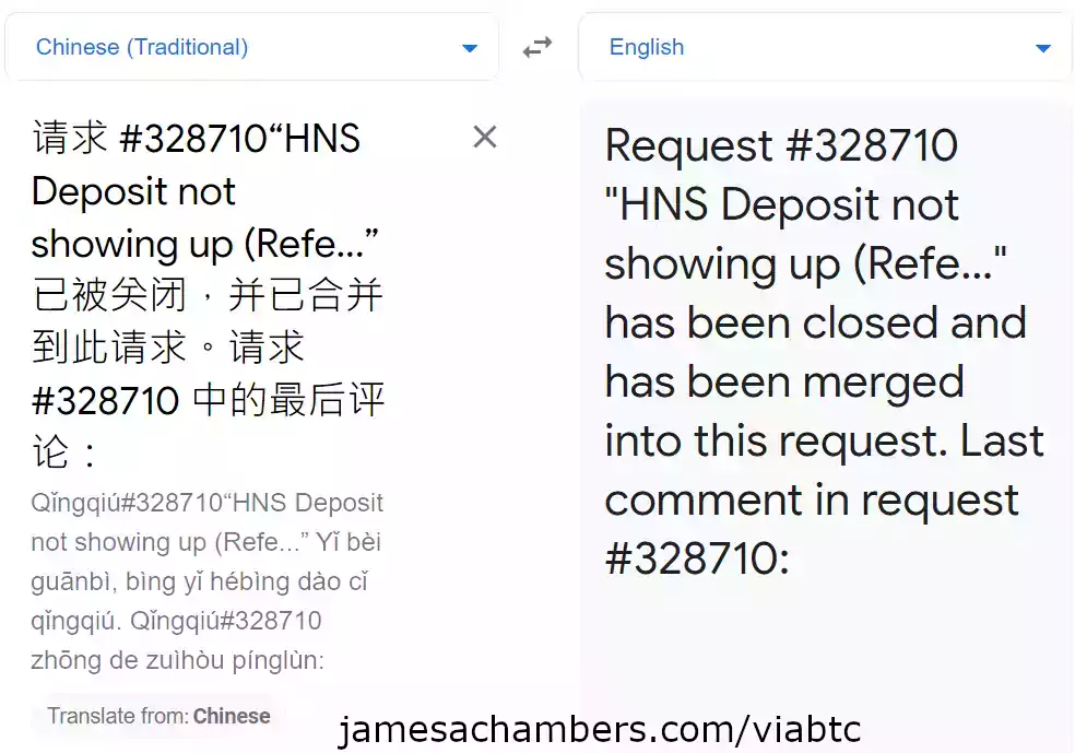 ViaBTC - Customer Service Response Chinese to English Translation