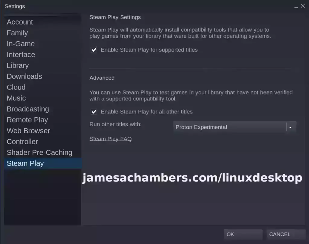 Steam Play - Settings