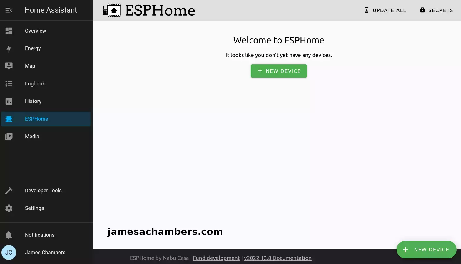 ESPHome Configuration Menu