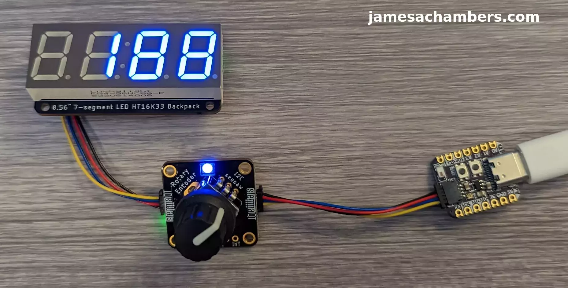 Adafruit 7 Segment Display + Rotary Encoder + QT Py