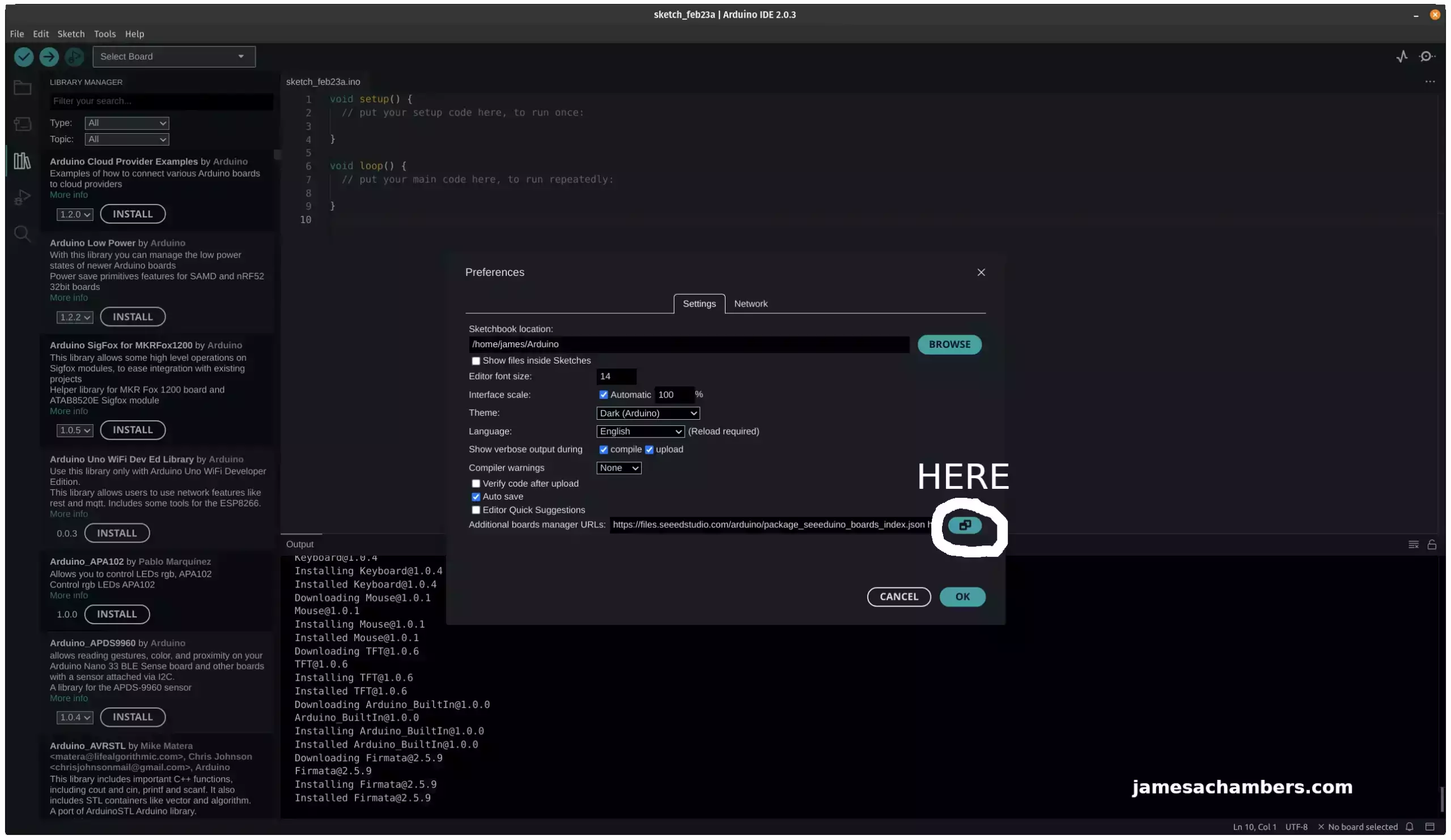 Arduino Preferences - Additional board manager URLs