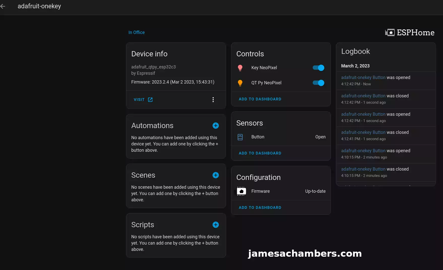 Adafruit One-Key - Home Assistant Entities