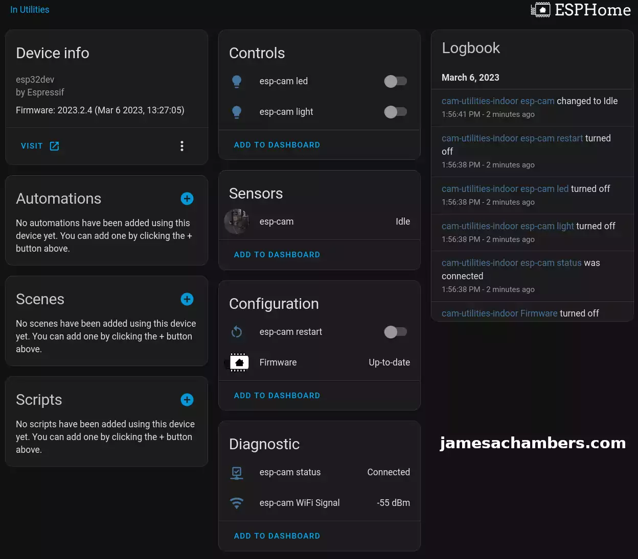 ESP32-CAM - Home Assistant Entities