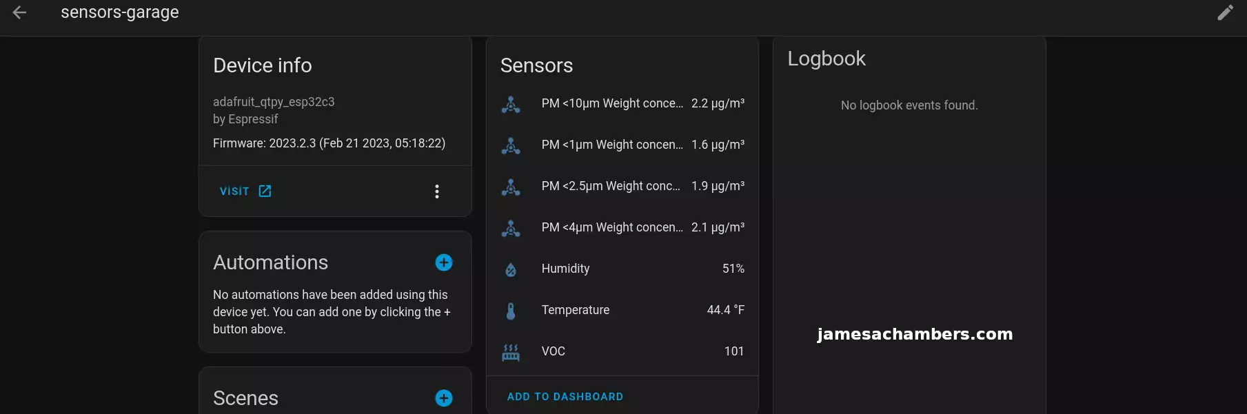 Home Assistant QT Py SEN54 Air Sensors