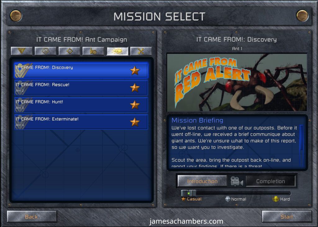 Command And Conquer Remastered: Red Alert - Secret Ant Mission Selection Screen