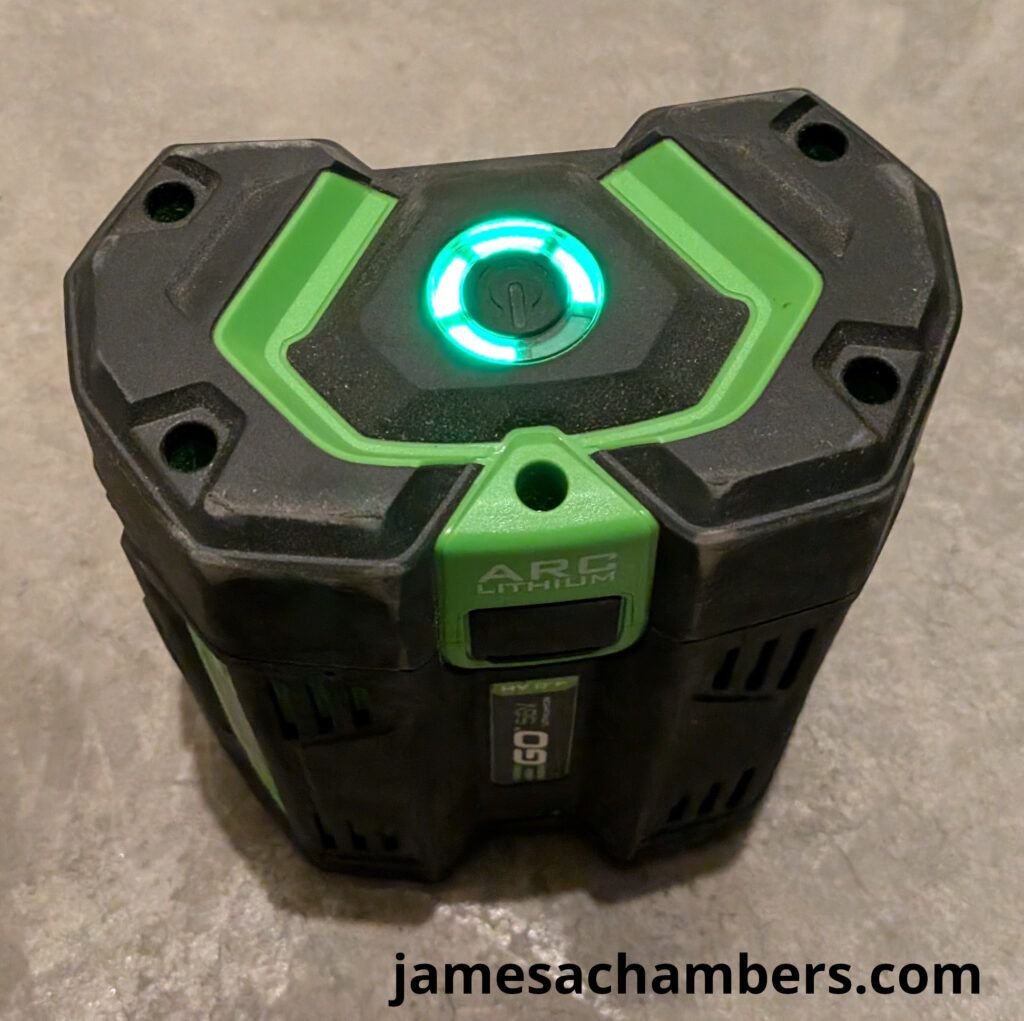 EGO Mower ARC Lithium 56V Battery with charge indicator on top