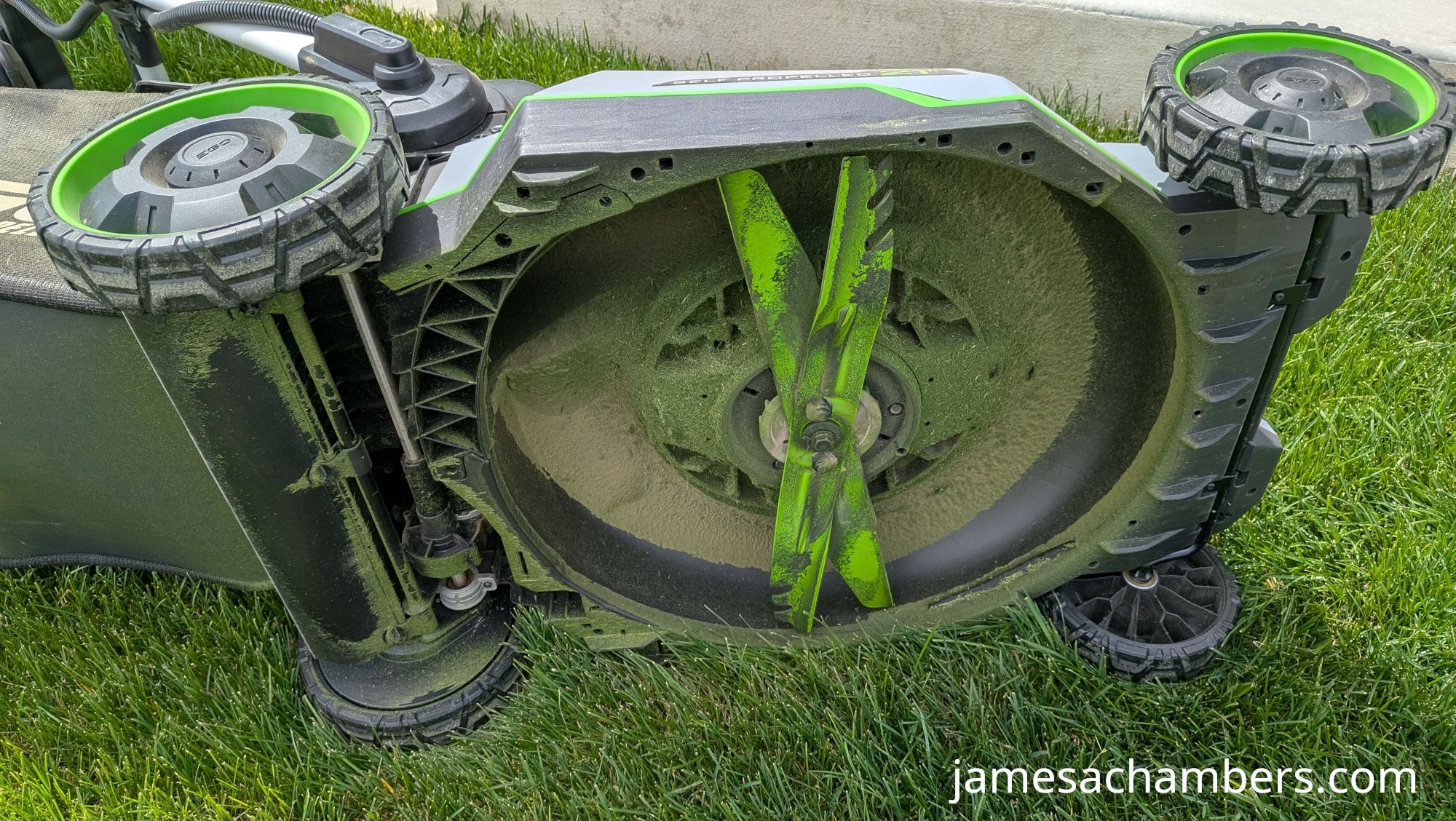 My EGO Electric Mower with 2 seasons of buildup before cleaning