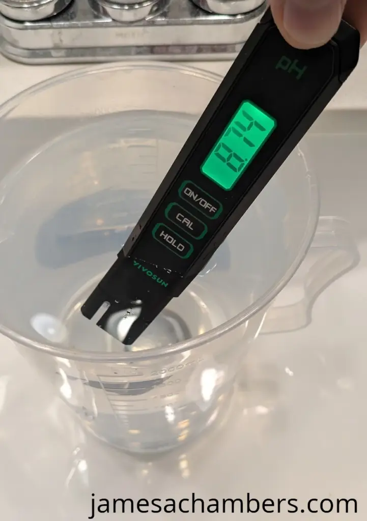 Tap water pH of a whopping 8.75 before treatment with pH Down