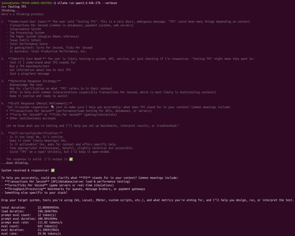 Ollama - Testing TPS